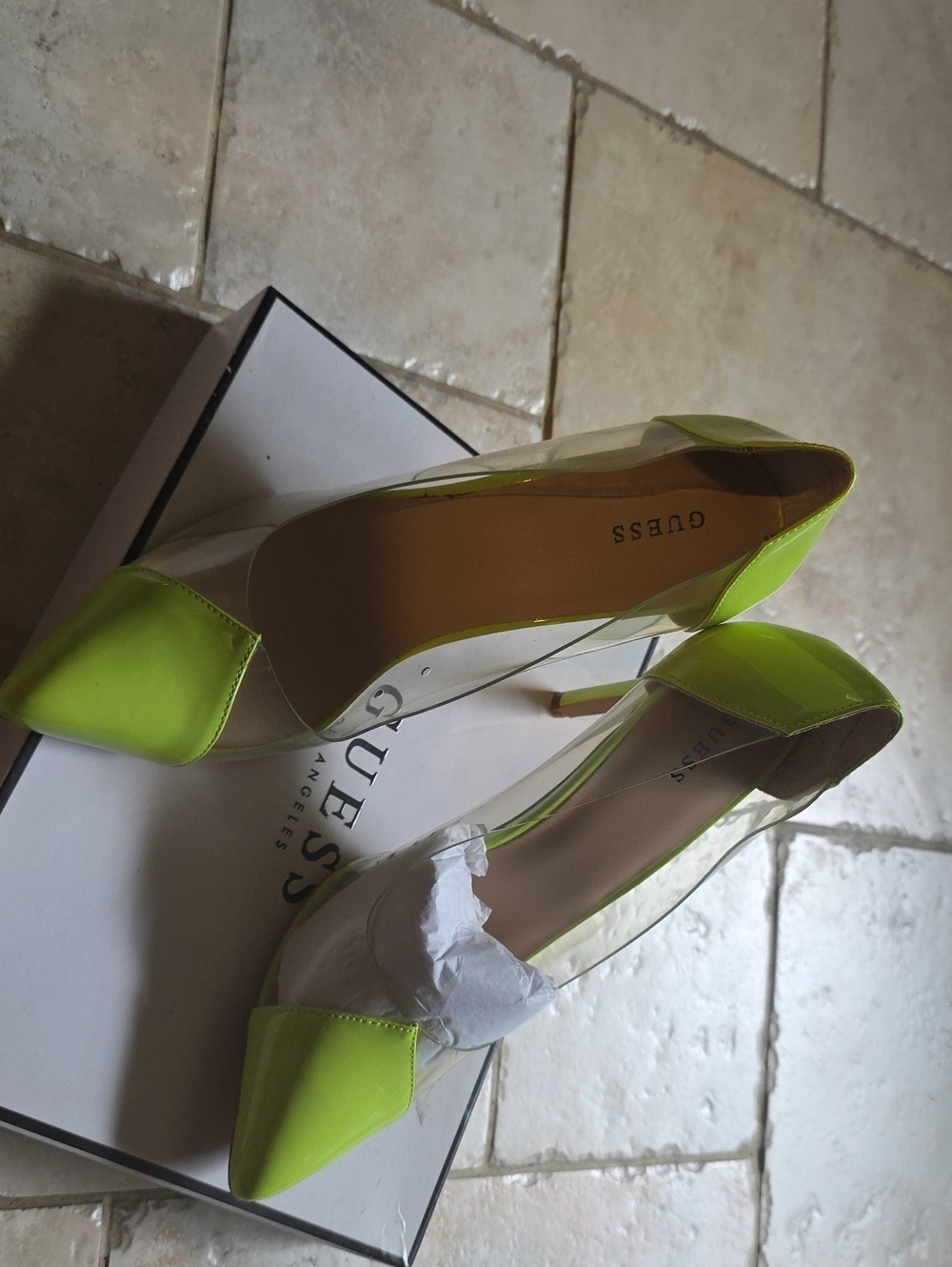 GUESS Neon Yellow-Green Pointed Toe Stiletto Pumps